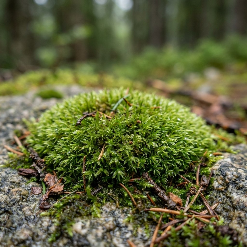 Close-up of a living moss cushion
