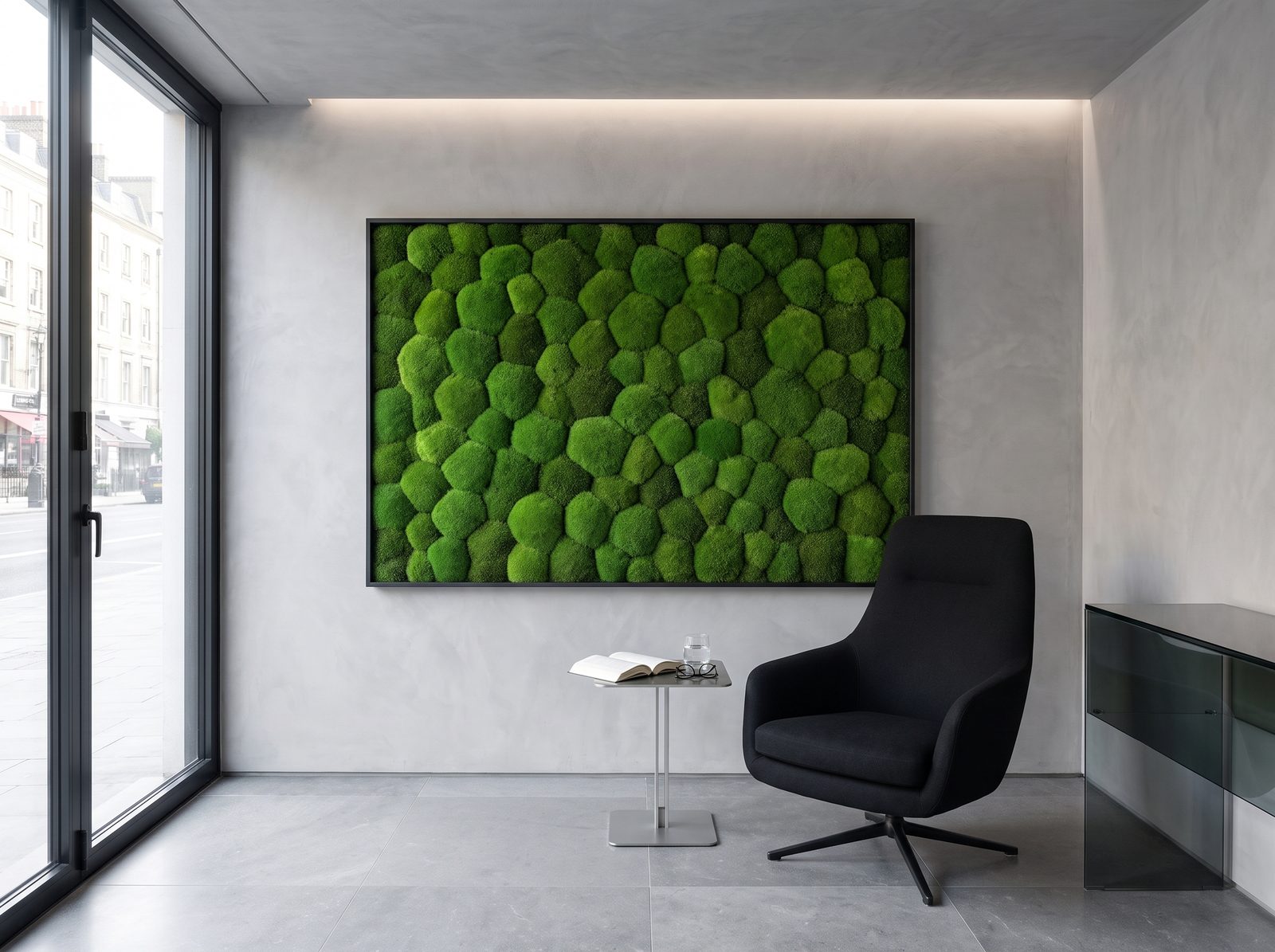 Design study: a framed ball-moss field in a reading corner