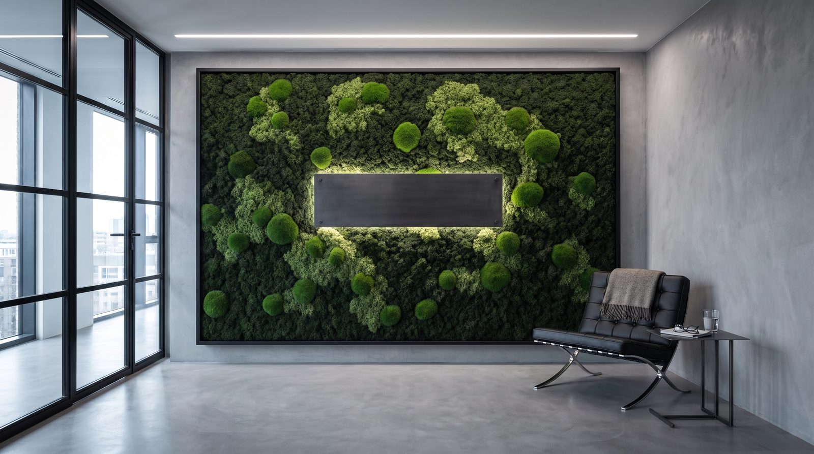 Design study: an entrance wall with a blank plate for a company mark