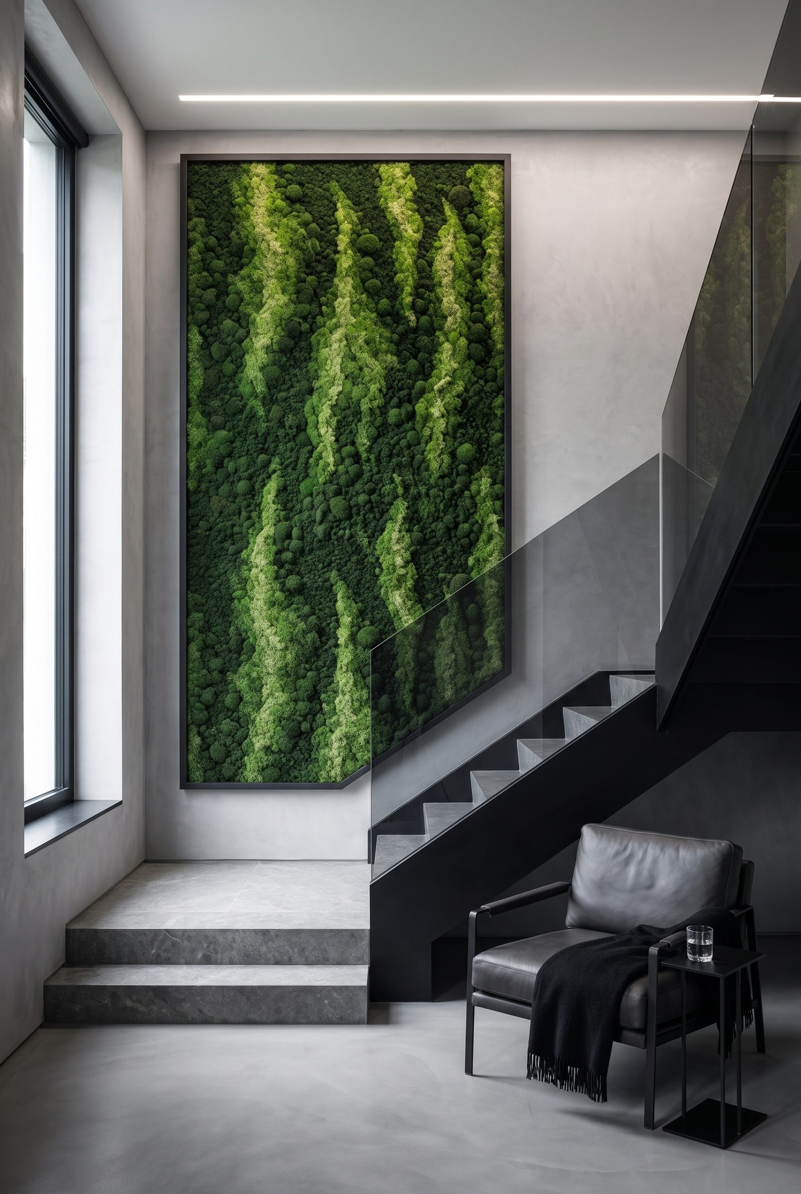 Design study: a two-storey moss strip in a stairwell